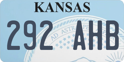 KS license plate 292AHB