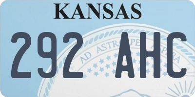 KS license plate 292AHC