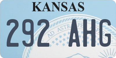 KS license plate 292AHG
