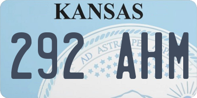 KS license plate 292AHM