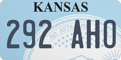 KS license plate 292AHO