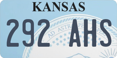 KS license plate 292AHS