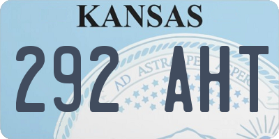 KS license plate 292AHT