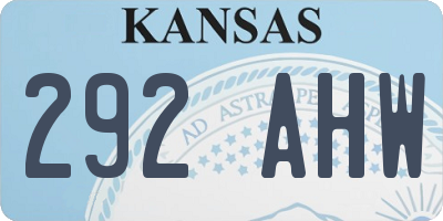 KS license plate 292AHW