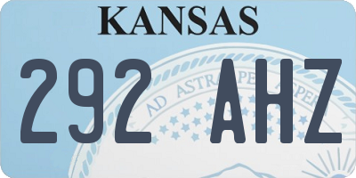 KS license plate 292AHZ