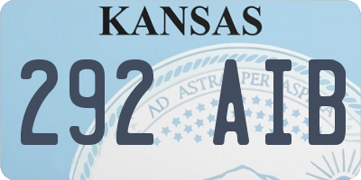 KS license plate 292AIB