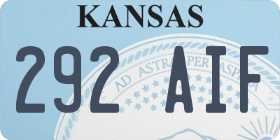 KS license plate 292AIF