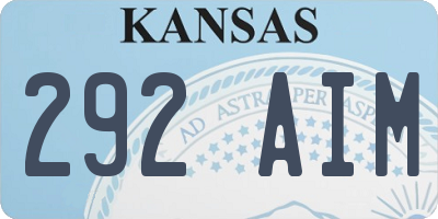 KS license plate 292AIM