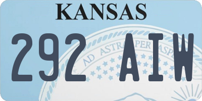 KS license plate 292AIW