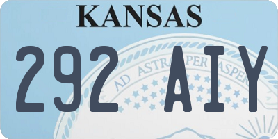 KS license plate 292AIY