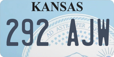 KS license plate 292AJW