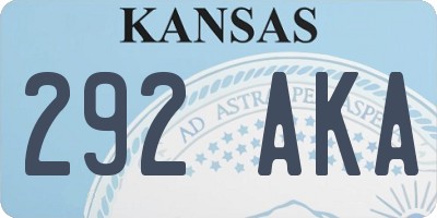 KS license plate 292AKA