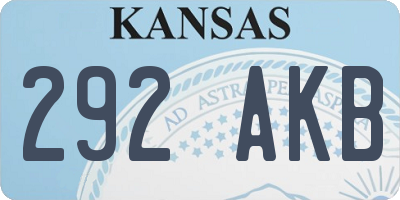 KS license plate 292AKB