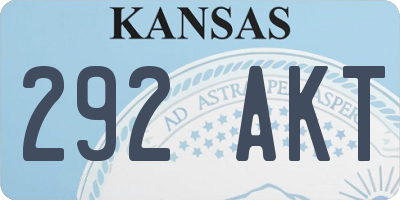 KS license plate 292AKT