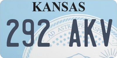 KS license plate 292AKV