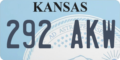 KS license plate 292AKW