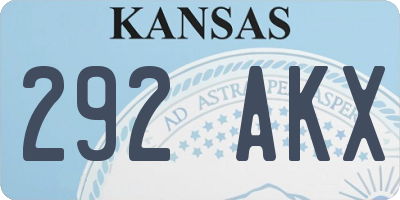 KS license plate 292AKX