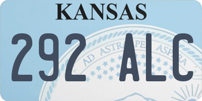 KS license plate 292ALC