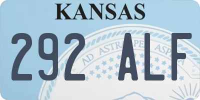 KS license plate 292ALF