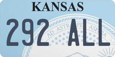 KS license plate 292ALL