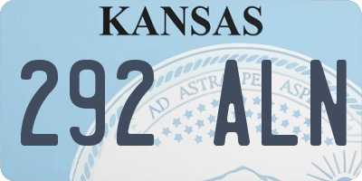 KS license plate 292ALN