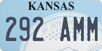 KS license plate 292AMM