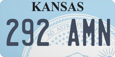 KS license plate 292AMN