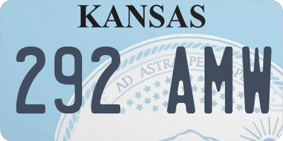 KS license plate 292AMW