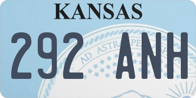 KS license plate 292ANH