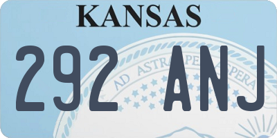 KS license plate 292ANJ