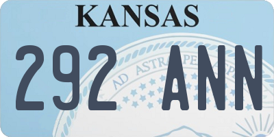 KS license plate 292ANN