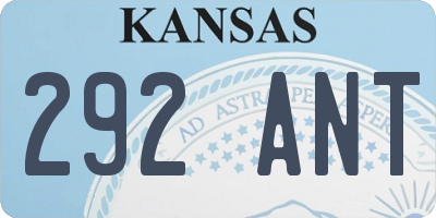 KS license plate 292ANT