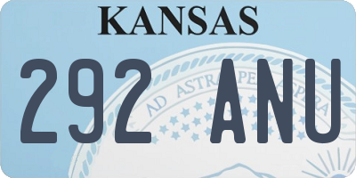 KS license plate 292ANU
