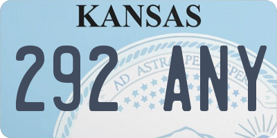 KS license plate 292ANY