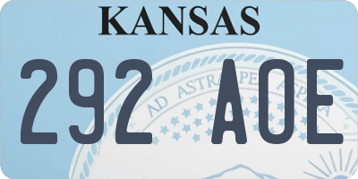 KS license plate 292AOE