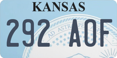 KS license plate 292AOF