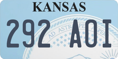 KS license plate 292AOI