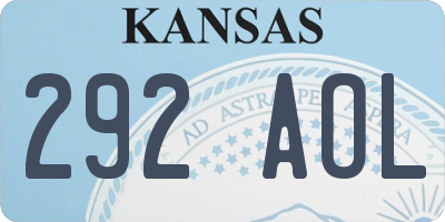 KS license plate 292AOL