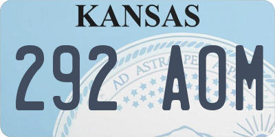 KS license plate 292AOM