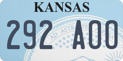 KS license plate 292AOO