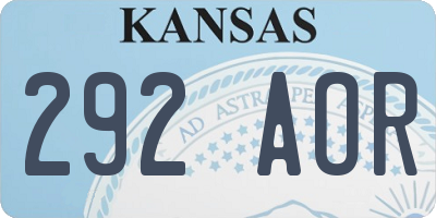KS license plate 292AOR