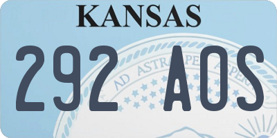 KS license plate 292AOS
