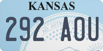 KS license plate 292AOU