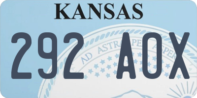 KS license plate 292AOX