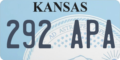 KS license plate 292APA