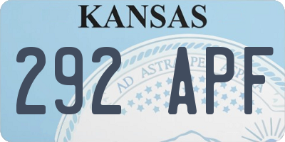 KS license plate 292APF