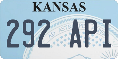 KS license plate 292API