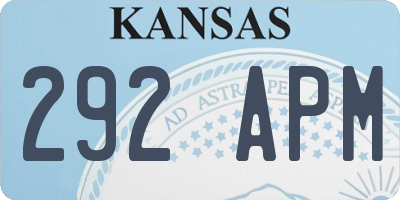 KS license plate 292APM