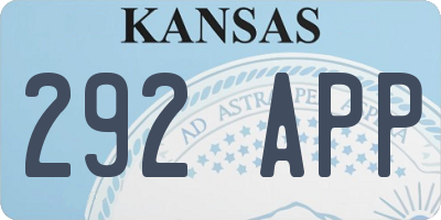 KS license plate 292APP