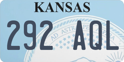 KS license plate 292AQL
